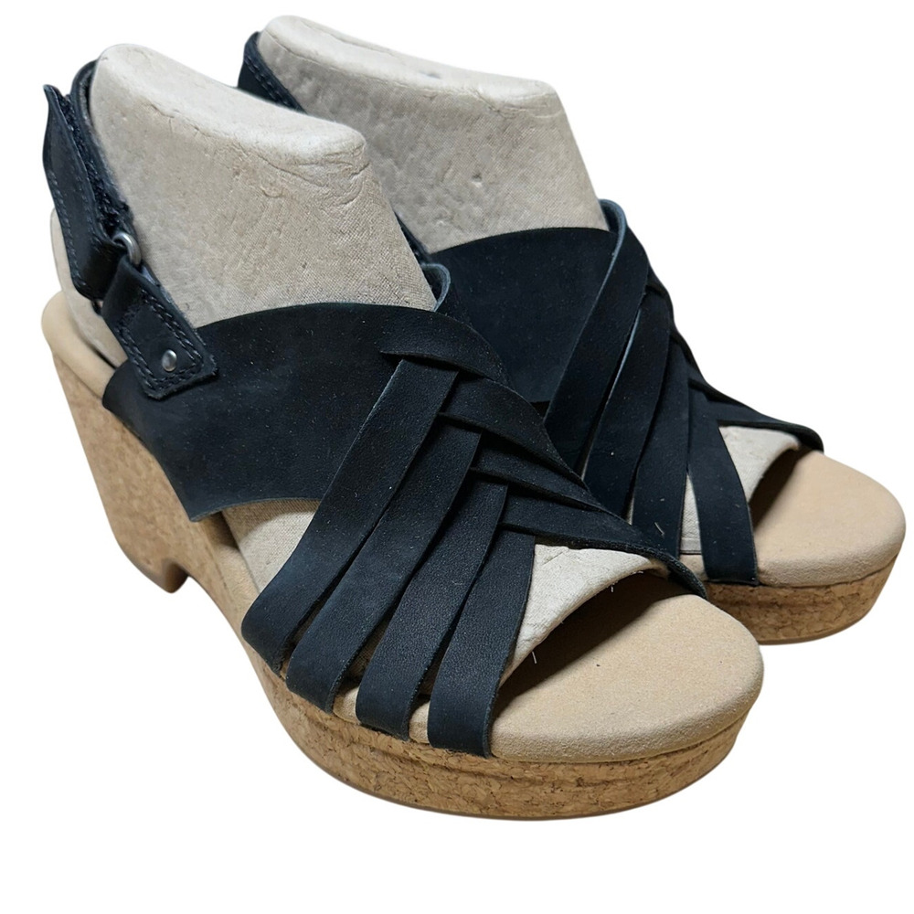 Clarks Giselle Ivy Women's Wedge Sandals Black Size 9.5 Medium New in Box
